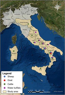 The spatial distribution of cystic echinococcosis in Italian ruminant farms from routine surveillance data